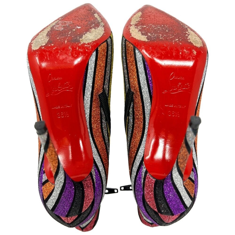 Christian Louboutin So Kate Glitter Stripe‎ Ankle Boots 36.5 - Picture 7 of 9